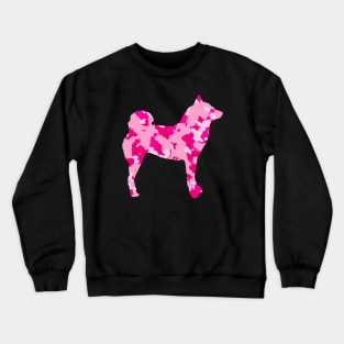 Lilly the Shiba Inu Silhouette - Pink Camo on Black Crewneck Sweatshirt